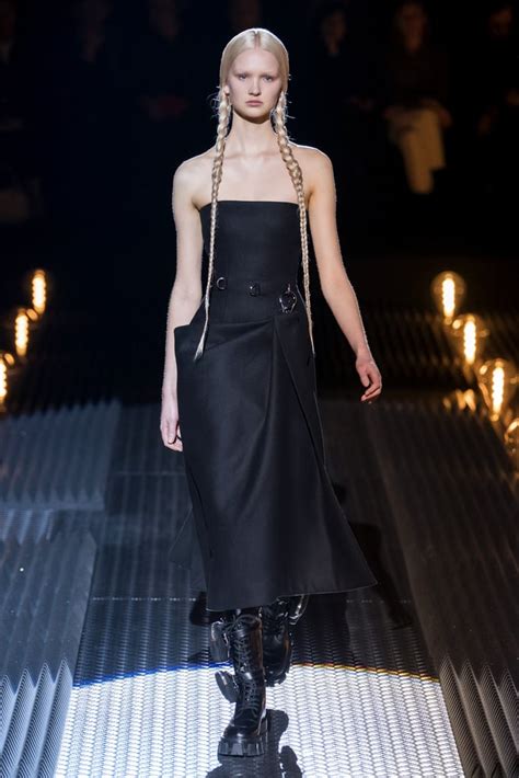 prada runway outfits|Prada pleated dress.